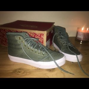 ☘️ olive green vans sk8-hi slim ☘️